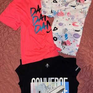 2 NIKE TEES++FREE CONVERSE TEE! Girls youth!